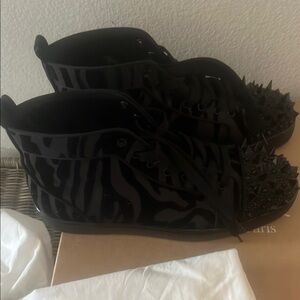 Christian Louboutin Black Spiked High-Top Sneakers